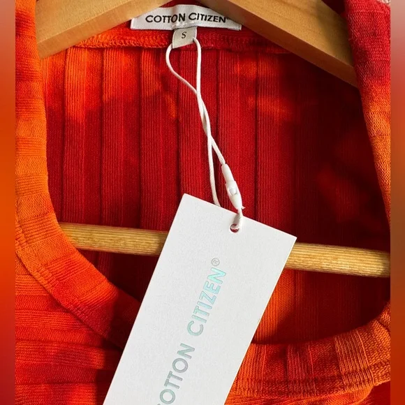 Cotton Citizen Capri Cutout Dress Ribbed Orange Red Tie Dye Size Small NWT - Picture 8 of 13